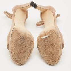 Pre Owned Jimmy Choo Beige Suede Misty Ankle Strap Sandals Size 38.5