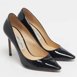Pre Owned Jimmy Choo Black Patent Leather Romy Pumps Size 38.5