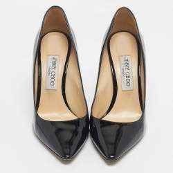 Pre Owned Jimmy Choo Black Patent Leather Romy Pumps Size 38.5