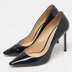 Pre Owned Jimmy Choo Black Patent Leather Romy Pumps Size 38.5