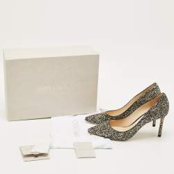 Pre Owned Jimmy Choo Gold/Black Star Course Glitter Romy Pumps Size 39