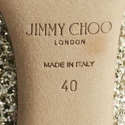 Pre Owned Jimmy Choo Gold/White Coarse Glitter Romy Pointed Toe Pumps Size 40