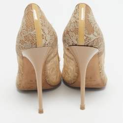 Pre Owned Jimmy Choo Beige Lace Abel Pumps Size 38.5