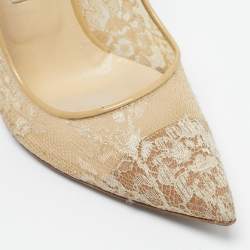 Pre Owned Jimmy Choo Beige Lace Abel Pumps Size 38.5
