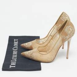 Pre Owned Jimmy Choo Beige Lace Abel Pumps Size 38.5