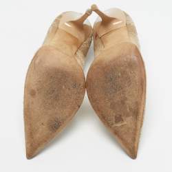 Pre Owned Jimmy Choo Beige Lace Abel Pumps Size 38.5