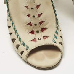 Pre Owned Jimmy Choo Beige Suede Embellished 'Zanzibar' Cut-Out Booties Size 38