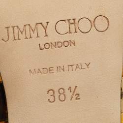 Pre Owned Jimmy Choo Yellow Leather T Strap Sandals Size 38.5