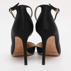 Pre Owned Jimmy Choo Black Suede Lucy Ankle Strap Pointed Toe D'orsay Pumps Size 36