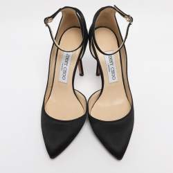 Pre Owned Jimmy Choo Black Suede Lucy Ankle Strap Pointed Toe D'orsay Pumps Size 36