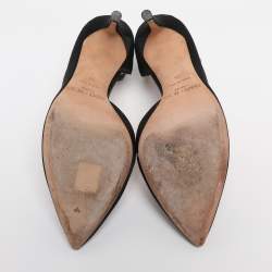 Pre Owned Jimmy Choo Black Suede Lucy Ankle Strap Pointed Toe D'orsay Pumps Size 36