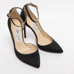 Pre Owned Jimmy Choo Black Suede Lucy Ankle Strap Pointed Toe D'orsay Pumps Size 36