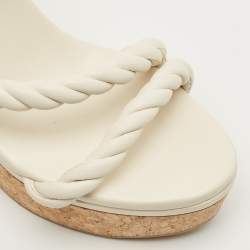 Pre Owned Jimmy Choo Cream Leather Diosa Wedge Sandals Size 40
