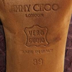 Pre Owned Jimmy Choo Burgundy Python Leather Knee High Boots Size 39