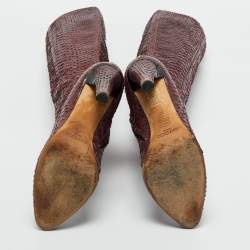 Pre Owned Jimmy Choo Burgundy Python Leather Knee High Boots Size 39