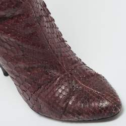 Pre Owned Jimmy Choo Burgundy Python Leather Knee High Boots Size 39