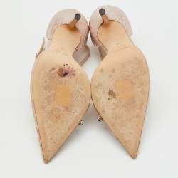 Pre Owned Jimmy Choo Metallic Lurex Fabric Talika Crystal Embellished Ankle Strap Pumps Size 36