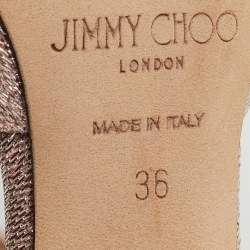 Pre Owned Jimmy Choo Metallic Lurex Fabric Talika Crystal Embellished Ankle Strap Pumps Size 36