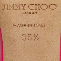 Pre Owned Jimmy Choo Pink Patent Leather Lance Ankle Strap Sandals Size 36.5