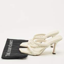 Pre Owned Jimmy Choo Cream Leather Diosa Slide Sandals Size 40