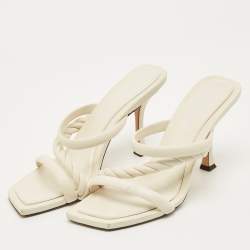 Pre Owned Jimmy Choo Cream Leather Diosa Slide Sandals Size 40