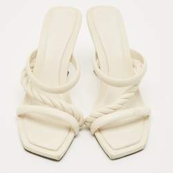 Pre Owned Jimmy Choo Cream Leather Diosa Slide Sandals Size 40