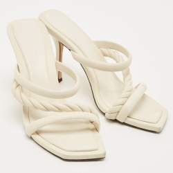 Pre Owned Jimmy Choo Cream Leather Diosa Slide Sandals Size 40