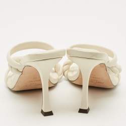 Pre Owned Jimmy Choo Cream Leather Diosa Slide Sandals Size 40