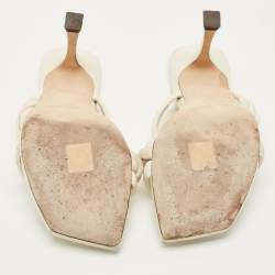 Pre Owned Jimmy Choo Cream Leather Diosa Slide Sandals Size 40