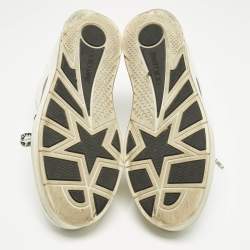 Pre Owned Jimmy Choo White/Silver Leather Studded Hawaii/F Low Top Sneakers Size 40