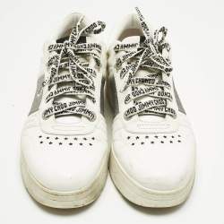 Pre Owned Jimmy Choo White/Silver Leather Studded Hawaii/F Low Top Sneakers Size 40