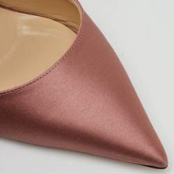 Pre Owned Jimmy Choo Dusty Rose Satin Crystal Buckle Embellished Smokey Mules Size 36