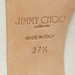 Pre Owned Jimmy Choo White Glitter Bing Crystal Embellished Pointed Toe Mule Size 37.5