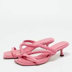 Pre Owned Jimmy Choo Pink Leather Diosa Slide Sandals Size 43
