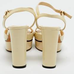 Pre Owned Jimmy Choo Cream Patent Leather Ankle Strap Sandals Size 39