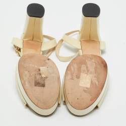 Pre Owned Jimmy Choo Cream Patent Leather Ankle Strap Sandals Size 39