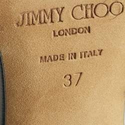 Pre Owned Jimmy Choo Black Leather Peep Toe Ankle Strap Sandals Size 37