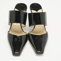 Pre Owned Jimmy Choo Black Patent Leather Hawke Pointed Toe Mules Size 40