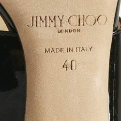 Pre Owned Jimmy Choo Black Patent Leather Hawke Pointed Toe Mules Size 40