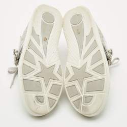 Pre Owned Jimmy Choo Silver Glitter and Leather Osaka Sneakers Size 41 