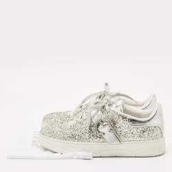 Pre Owned Jimmy Choo Silver Glitter and Leather Osaka Sneakers Size 41 