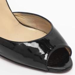 Pre Owned Jimmy Choo Black Patent Leather Ankle Strap Pumps Size 38.5