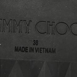 Pre Owned Jimmy Choo Grey Rubber Diamond Flat Sandals Size 38