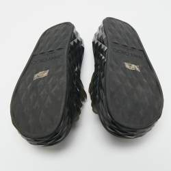 Pre Owned Jimmy Choo Grey Rubber Diamond Flat Sandals Size 38