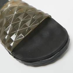 Pre Owned Jimmy Choo Grey Rubber Diamond Flat Sandals Size 38