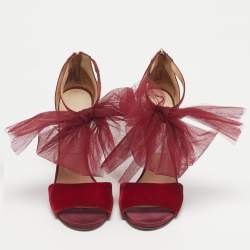 Pre Owned Jimmy Choo Metallic Velvet and Leather Ankle Strap Sandals Size 39