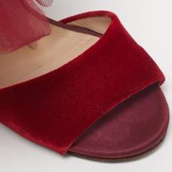 Pre Owned Jimmy Choo Metallic Velvet and Leather Ankle Strap Sandals Size 39