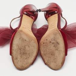 Pre Owned Jimmy Choo Metallic Velvet and Leather Ankle Strap Sandals Size 39