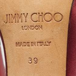 Pre Owned Jimmy Choo Metallic Velvet and Leather Ankle Strap Sandals Size 39