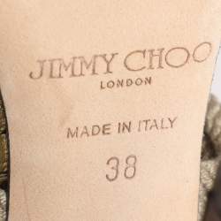 Pre Owned Jimmy Choo Gold/Beige Snake And Knot Rope Kanoder Knee Length Boots 38